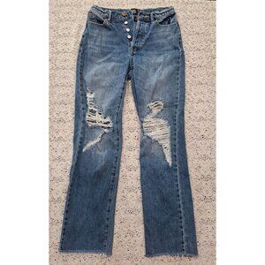 EUC BDG Urban Outfitters Slim Straight Distressed Button-Fly Cropped Blue Jeans/